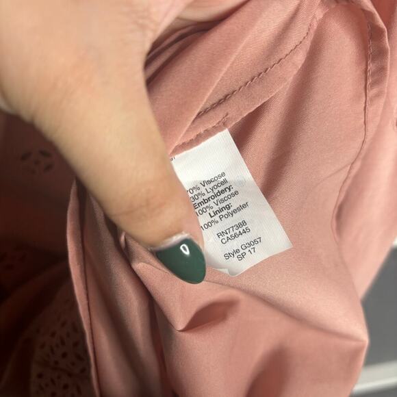 Madewell Eyelet Embroidered Off The Shoulder Mini Shift Dress Dusty Rose Size 2 - Picture 7 of 7